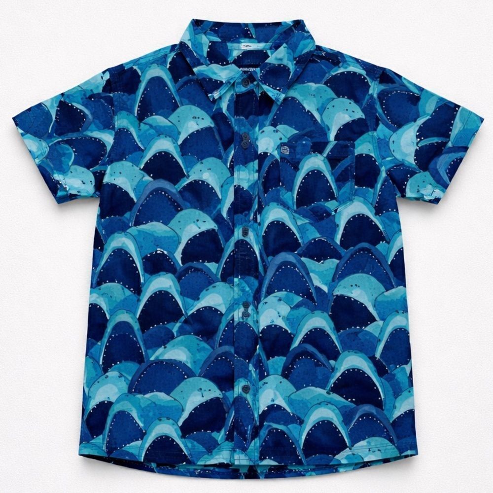 Andy & Evan shark Hybrid button-down shirt UPF 50 NWT